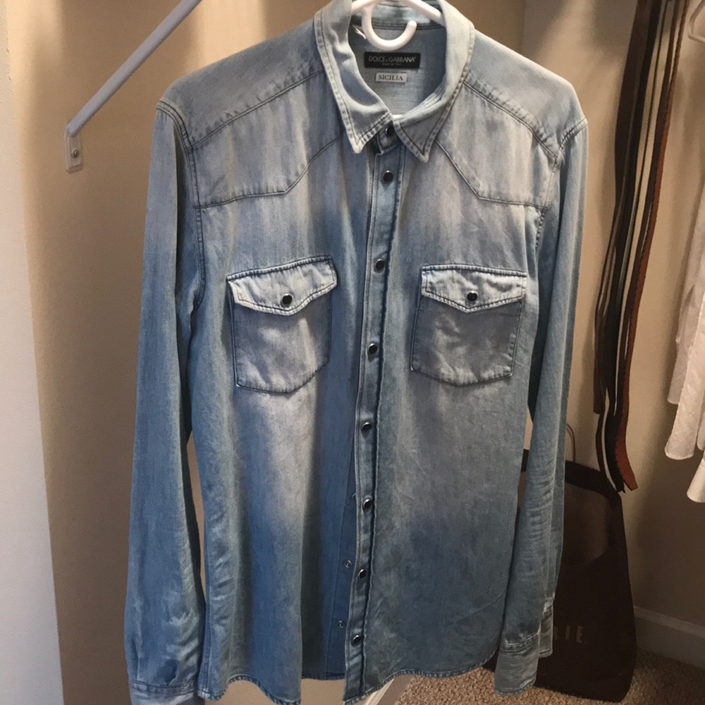 Dolce & Gabbana Mens Denim Sicilia Shirt